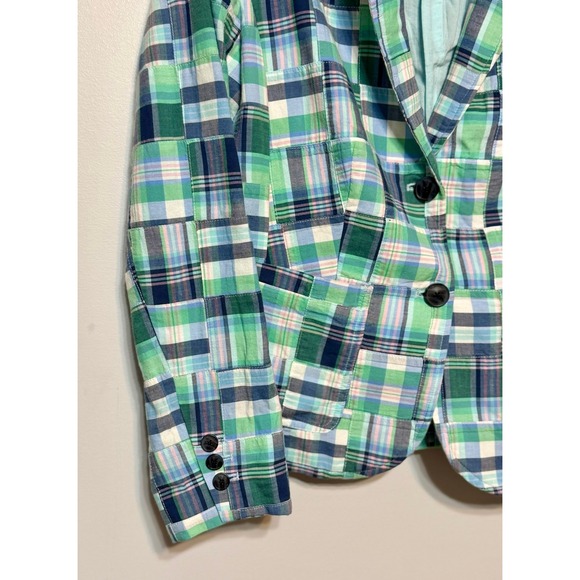 Talbots Madras Plaid Cotton Patchwork Blazer Jacket Womens Size 6 Retro Preppy - Picture 3 of 8